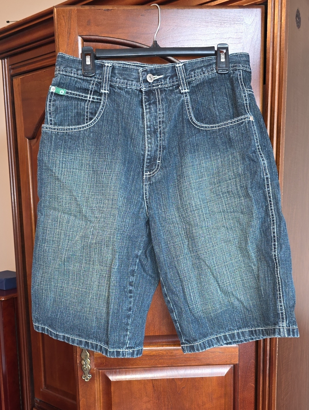 South Pole Mens Denim-Look Blue Shorts